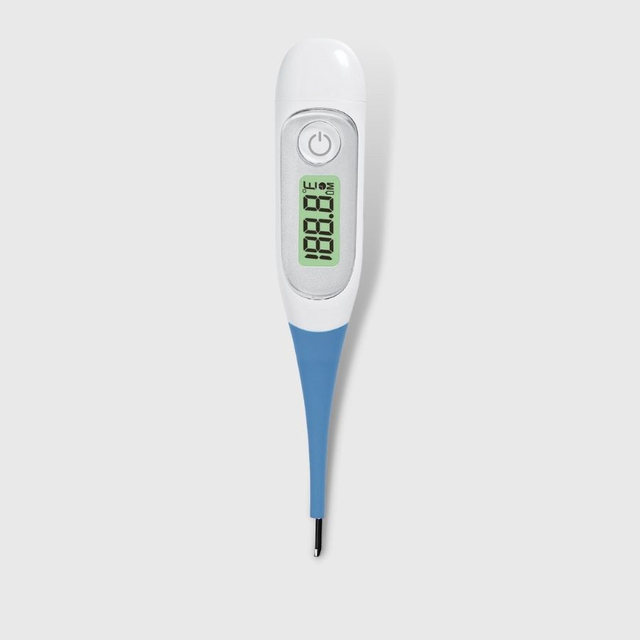 CE MDR-godkjenning Øyeblikkelig avlesning, elektronisk termometer med fleksibel spiss for baby med bakgrunnsbelysning