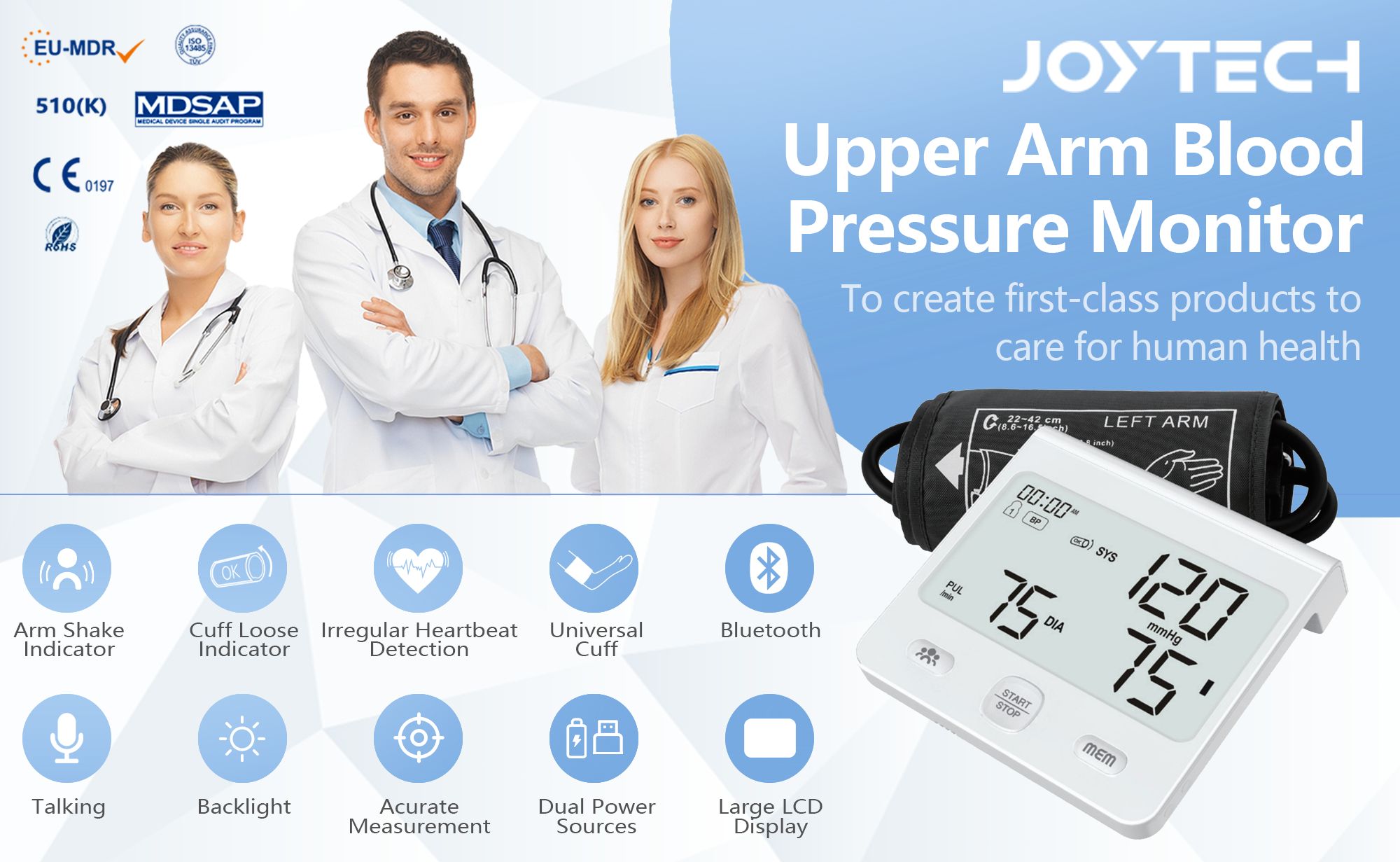 Ua ʻae ʻia ʻo ISO BSCI Factory Electric Blood Pressure Monitor me ka hoʻolaha leo