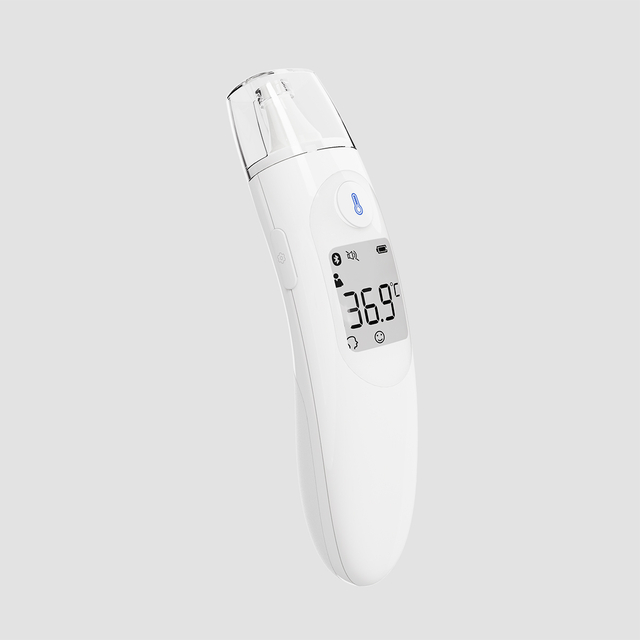 Dual-Pak&eacute; Bluetooth Infrabeureum Thermometer jeung Lampu Latar pikeun Demam DET-2129